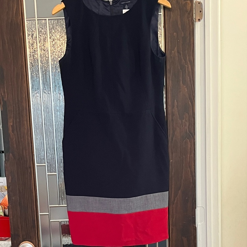 Tommy Hilfiger Elegant Navy, Gray and Red Colorblock Dress